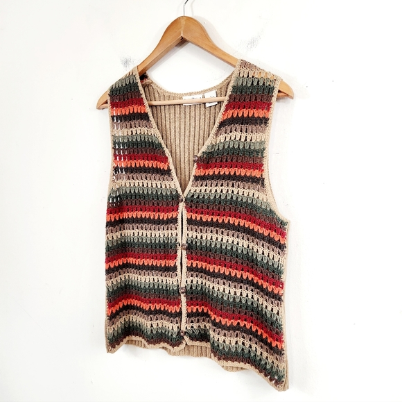 Vintage Sweaters - Y2k Crochet Knit vest